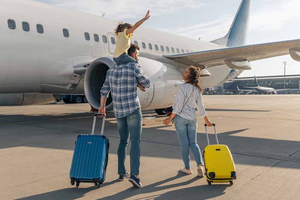 Family Boarding Plane